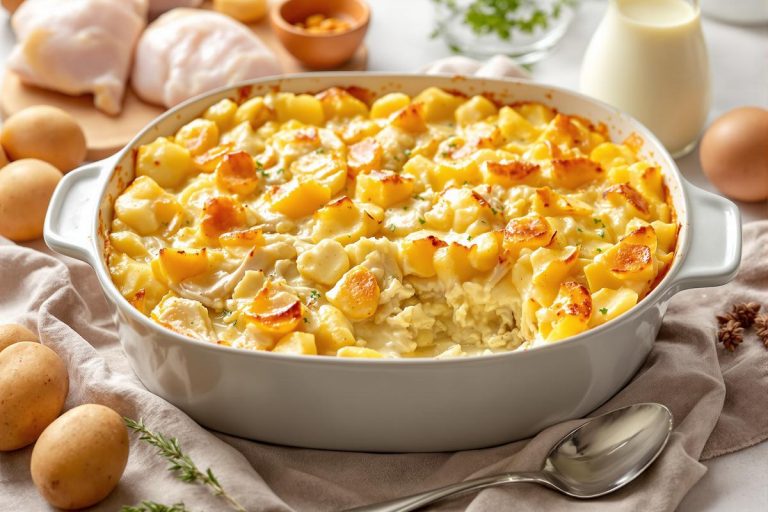 Ce gratin généreux au blanc de poulet et crème, souvenir des repas de grand‑mère, est un vrai réconfort d’hiver.jpg
