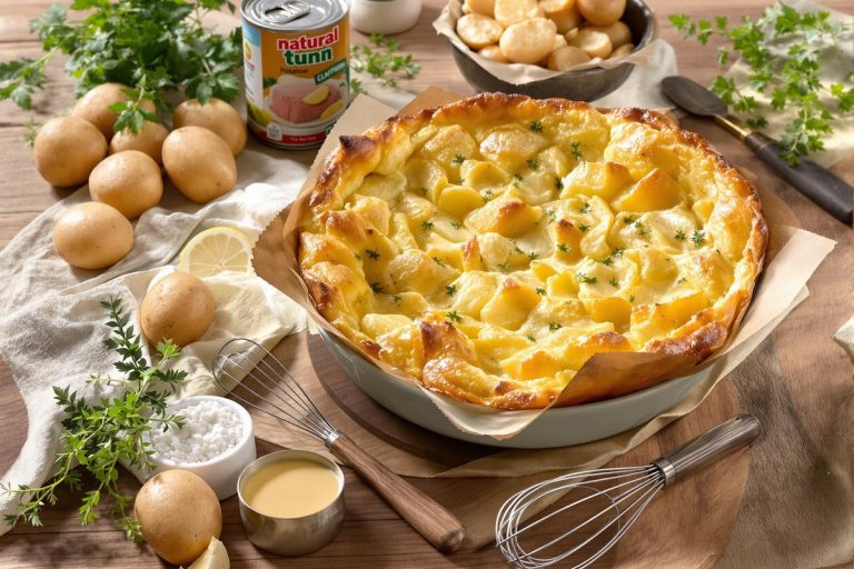 Marre des quiches ? Essayez cette recette de clafoutis pommes de terre-thon : un plat fondant et prêt en 5 minutes.jpg