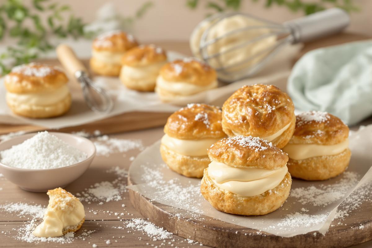 Ces choux à la crème pâtissière sont une tuerie : coques ultra légères, crème vanillée ultra lisse.jpg